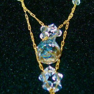 VINTAGE HEIRLOOM CRYSTAL AND GOLD CHAIN NECKLACE 20" LONG